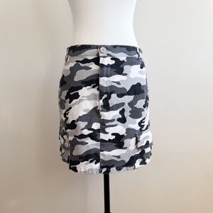 Grey Camo Cargo Mini Skirt